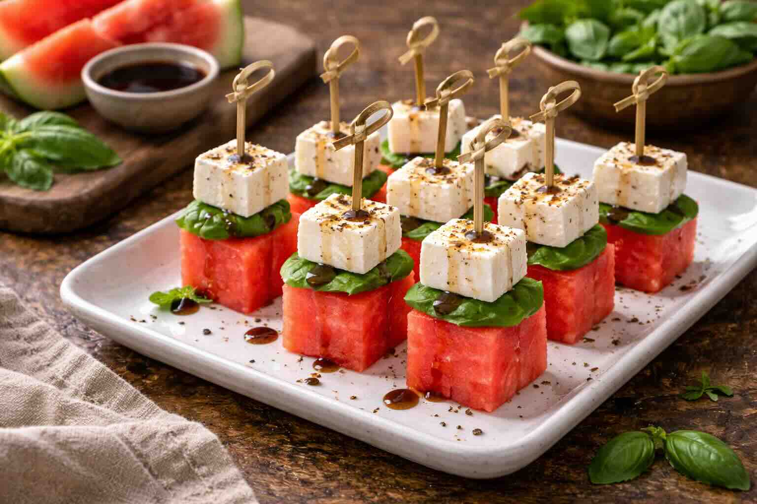 Watermelon Feta Basil Bites