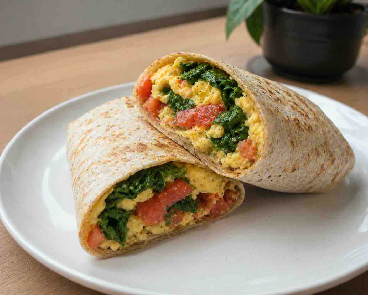 Tomato Spinach Egg Wrap